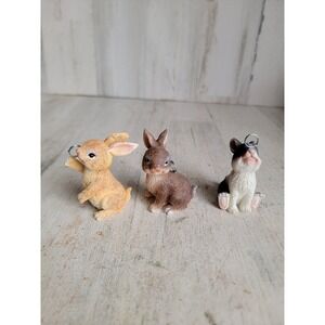Unique mini rabbit photo holder Easter set bunny hare set decor figure